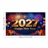 2027 Nova Banner de Feliz Ano Novo em Poliéster Decoração de Foto Atmosférica Tecido de Fundo de Banner de Feliz Ano Novo