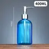 Atacado na Hora Garrafa de Álcool em Gel Leve de Luxo de Alto Valor Frasco de Loção com Padrão Vertical Frasco de Vidro Espesso para Gel de Banho Tipo Bomba