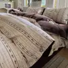 Juego de Cuatro Piezas de Algodón Grueso Estilo Vintage, Algodón y Lino, Estampado Floral Ins, Estilo Botón de Lino Original, Juego de Tres Piezas de Algodón Puro, Estilo Sábana Ajustable, 4 Piezas