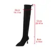 Botas altas de tacón alto con punta fina, talla grande, adelgazantes, estilo europeo y americano, para mujer, otoño 2026, nuevas botas de gamuza de tacón de aguja ajustadas wish