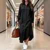 Ropa para Mujer Tallas Grandes 2025 Europea y Americana Transfronteriza Nueva Moda Casual Color Sólido Camisa Larga Versátil Top Largo