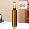 Nueva botella de vidrio ámbar de 500 ml tipo prensa para aceite de oliva, aceite de nuez, aceite de perilla, botella de vidrio vacía para dispensar