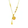 Colar Pingente Bússola Esmaltada Banhado a Ouro de Alta Retenção de Cor com Borla e Cabaça, Símbolo de Fortuna, Pulseira de Moeda dos Cinco Imperadores Atacado