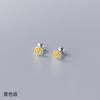 Pendientes Rotatorios de Hilo de Plata S925 Color Esmalte Gota Redondos Simples Emoji Sonriente Pendientes Pequeños de Verano M00135