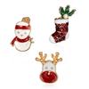 Calcetines de Navidad Versátiles Nuevos Europeos y Americanos Árbol de Navidad Pintura de Alce Insignia de Aceite Broche Pequeño Conjunto de Tres Piezas para Mujer Accesorios al por Mayor