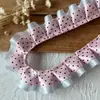 Acessórios de Renda Plissada com Bolinhas Pretas e Rosas de Camada Dupla Material DIY Feito à Mão Tábua de Pintura Fita Acessórios de Cabelo Material para Caderno Decorativo