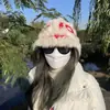Sombrero de Pescador de Piel de Conejo para Mujer Adulta, Sombrero de Cabeza de Tigre, Sombrero de Punto Peludo Lindo para Otoño e Invierno, Sombrero de Danza del León de Xizang, Sombrero de Cuenca de Tigre