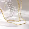 Cadena de Acero Inoxidable de Doble Capa con Cadena Cruzada Hueso de Serpiente, Chapada en Oro de 18K, Estilo de Lujo Ligero de Nicho para Mujeres, Cadena de Venta Caliente Transfronteriza