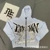 Sudadera con capucha holgada de alta calidad, con estampado retro americano de emociones mixtas, lavada y desgastada, para hombre y mujer