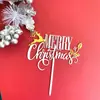 Decoração de bolo para assar no Natal série Vermelho Dourado Platina cartão de bolo acrílico feliz natal