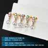 Aretes de Aleación de Titanio F136 con Colgantes de Perla e Incrustaciones de Circonita 5A, Tornillo Interno, Aretes para Cartílago y Colgantes para Oreja, Joyería para Piercings de Titanio G23