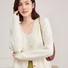 Cardigã de cashmere com decote em V e padrão de losangos para mulheres, com bolsos, grosso, macio, cor sólida, corte solto, mangas compridas, adequado para o trajeto, peça de outer wear de tricô