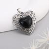 Colgante de Piedra Natural Cristal Vintage Transfronterizo, Colgante de Corazón Incrustado Collar Hueco DIY, Accesorios de Joyería de Lujo Ligero