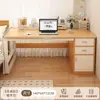 Escritorio retráctil estilo crema para computadora de escritorio con cajones mesa de estudio para estudiantes mesa de escritura escritorio de dormitorio oficina uso doméstico