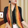 Protector solar de primavera y verano, antiarrugas, tres colores degradados, bufanda de algodón y lino, chal de aire acondicionado para mujer, doble propósito, otoño e invierno, nueva moda