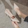 Zapatos de tacón alto franceses de una sola capa, con punta puntiaguda y tacón pequeño, para mujer, primavera y otoño 2024