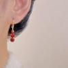 Elegantes Exquisitos Aretes de Borla de Zircón Rojo para Mujer Estilo Étnico de Alta Gama Hebilla de Oreja Nicho Lujo Ligero Oreja Aretes Estilo Occidental