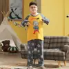 Pijama infantil plus size, roupão de manga longa de algodão puro oversized, conjunto de pijama para meninos, outono, desenho animado, solto, casual, estilo estudante