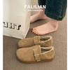 Sapatos Slip-On Peludos com Solado Grosso Estilo Birkenstock para Mulheres, Novo Modelo Popular Outono/Inverno 2026, Sapatos Preguiçosos Slip-On com Forro de Lã Adicionado
