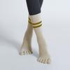 Calcetines de Cinco Dedos hasta la Pantorrilla con Bloques de Color, Calcetines de Yoga con Agarre Antideslizante, Calcetines Finos de Algodón hasta la Media Pantorrilla para Mujer, Deportes de Interior y Aeróbicos