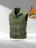 Chaleco de hombre con forro polar para otoño e invierno, cuello alto, multibolsillos, ropa de trabajo, chaqueta chaleco cálida casual para exteriores 2539A