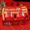 Cuenco de Longevidad para Personas Mayores Caja de Regalo Roja Amarilla Cumpleaños Agradecimiento Set de Cajas Regalo de Retorno Celebración de Longevidad Banquetes de Longevidad