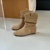 Botas súper elegantes, que aumentan la altura, de media pantorrilla para mujer, nueva colección Otoño/Invierno 2026, botines marrones estilo Birkenstock, populares botas Martin