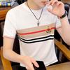 Camiseta de Manga Curta Masculina Gola Redonda Linho de Gelo Top Masculino Roupa 2026 Verão Nova Tendência Jovem Camiseta de Seda Gelada de Manga Meia