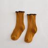 Calcetines para Niños Lisos Borde de Oreja de Pino Rizado Estilo Coreano Estilo Mori Niñas Bebé Niños Calcetas de Algodón Festival de Medio Otoño