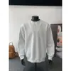 Nueva Moda Europea y Americana para Hombre Estilo Old Money Falso Dos Piezas Algodón Cuello Henley Holgada Bloque de Color Oversize Sudadera con Cuello Redondo para Hombre
