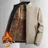 Chaqueta de algodón con forro polar para hombre, engrosada y cálida para invierno, infundida con grafeno, estilo casual y formal, adecuada para hombres de mediana edad y mayores, cuello alto, estilo papá