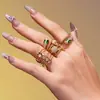 Miduoduo Super Flash 5A Anillo Abierto Forma de Serpiente Anillo de Cola Acero Inoxidable Chapado en Oro Real de 18K Joyería Simple de Moda