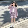 Conjunto JK para Niñas Ropa de Primavera y Otoño Estilo Universitario Falda Plisada Moda Linda Moderna para Niños Mayores Falda Uniforme