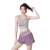 Traje de yoga a juego de colores, pantalones cortos de dos piezas falsos antiluz, ropa interior deportiva desnuda, chaleco de yoga para correr y fitness