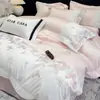 26 modelos nuevos de fundas de edredón de satén 100% algodón de fibra larga, sábanas, sábanas ajustables, juego de ropa de cama de cuatro piezas - Yue Die