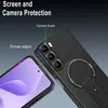 Nueva Funda para Teléfono con Soporte Anticaídas de Fibra de Carbono es Adecuada para Infinix Hot 60 5g Cubierta Protectora con Succión Magnética