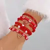 Set de Pulseras Transfronterizo Nuevo Europeo y Americano para San Valentín Diseño Creativo de Nicho Pulsera de Tarjeta de Papel con Múltiples Colgantes de Corazón para Mujeres
