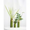 Jarrón ornamento de tubo de bambú verde fresco pequeño arte floral de bambú anillo de nudo de bambú decoración creativa para bodas arreglo contenedor de flores de tubo de bambú