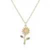 Aogu Simple y Exquisito Chapado en Cobre Oro de 18 Quilates Zircón Colgante de Girasol Collar para Mujer Versátil Cadena de Clavícula Rosa Nuevo