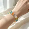 Cuentas de Cristal Multicolor, Cuentas de Cristal de Color Dopamina de Fluorita Verde, Pulsera de Cristal Blanco Transparente