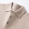 Camisa polo para hombre, suéter de cachemira, tejido de punto de negocios de corte holgado, cuello camisero, nuevo suéter de cachemira transfronterizo, capa base versátil