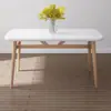 Juego de mesa y sillas de comedor de madera color nórdico para uso doméstico, mesa de comedor rectangular, comedor pequeño simple para apartamento, silla con forma de cuerno
