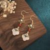 Colgante Corte Trébol de Cuatro Hojas Plata 925 Incrustado Imitación Jade Hetian Aretes Esmaltados Elegantes Vintage para Mujer Aretes