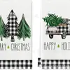 Venta al por mayor de toallas de cocina navideñas con estampado de muñeco de nieve y camión.