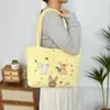 Bolsa de Mão Fofa Bordada com Coelho Ins Coreana Acolchoada para Compras Bolsa de Ombro Grande Capacidade Bolsa de Mão para Mamãe Bolsa de Cosméticos