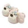 Nuevas pantuflas de algodón con diseño de perro de dibujos animados en forma de estrella, pantuflas cálidas de felpa antideslizantes para interiores de mujer, otoño e invierno, venta al por mayor