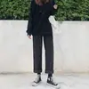 Pantalones Retro Versátiles para Mujer, de Cintura Alta, Adelgazantes, Pierna Recta, Jeans de Corte Holgado, Pierna Ancha, Largo hasta el Suelo, con Efecto Plisado