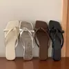 Sandalias para Mujer 2025 Verano Nuevo Estilo Punta Abierta Cuadrada Tira Fina Chanclas para Mujer con Tacón Grueso para Uso en Exteriores