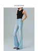 Calça Jeans Flare Azul Claro para Mulheres, Cintura Alta, Stretch em Quatro Direções, Levanta Bumbum, Emagrecedora, Tamanho 26, Nova Versão Versátil da Primavera