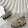 Lenço de cabeça moda estilo britânico versátil casual sapatos Birkenstock vestuário externo feminino outono 2026 novos sapatos de solado grosso slip-on